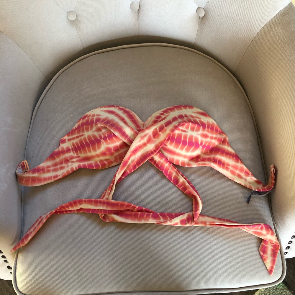 PINK push up tie dye wrap bikini top